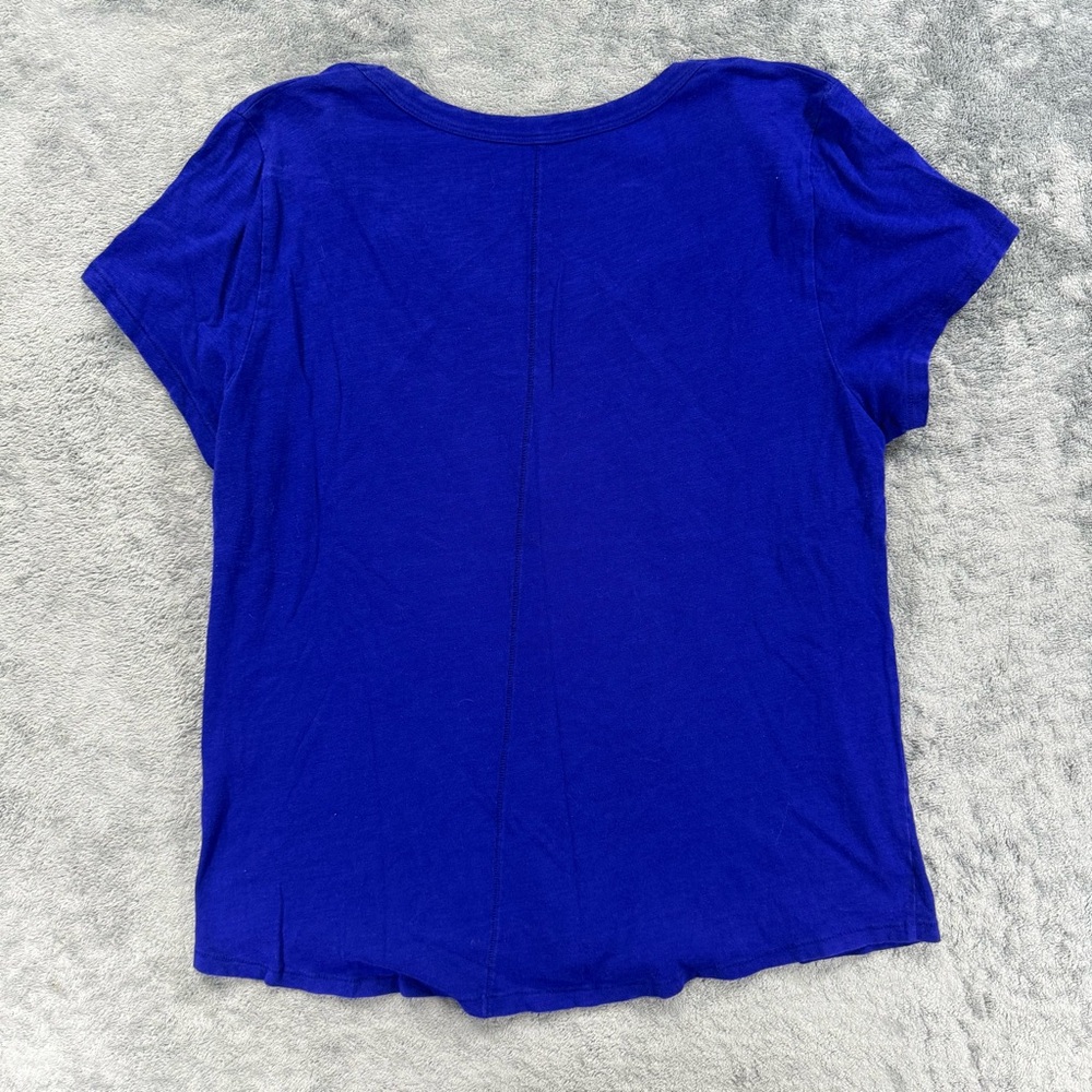 Eileen Fisher Organic Cotton Jersey V-Neck T-Shirt Indigo - Picture 2 of 3